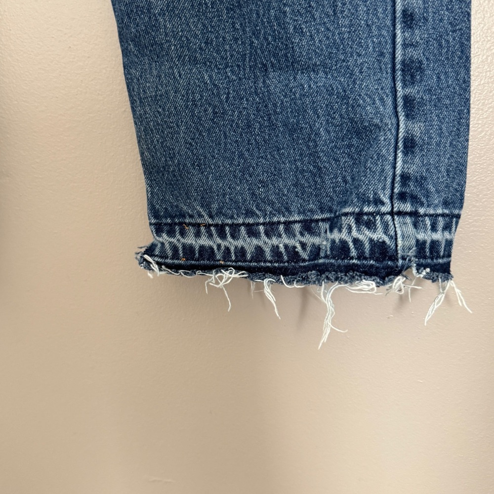 Levi’s 505 Straight Leg Jeans 34x30 Zipper Fly Raw Hem Medium Wash Vintage Vibe - Picture 3 of 8